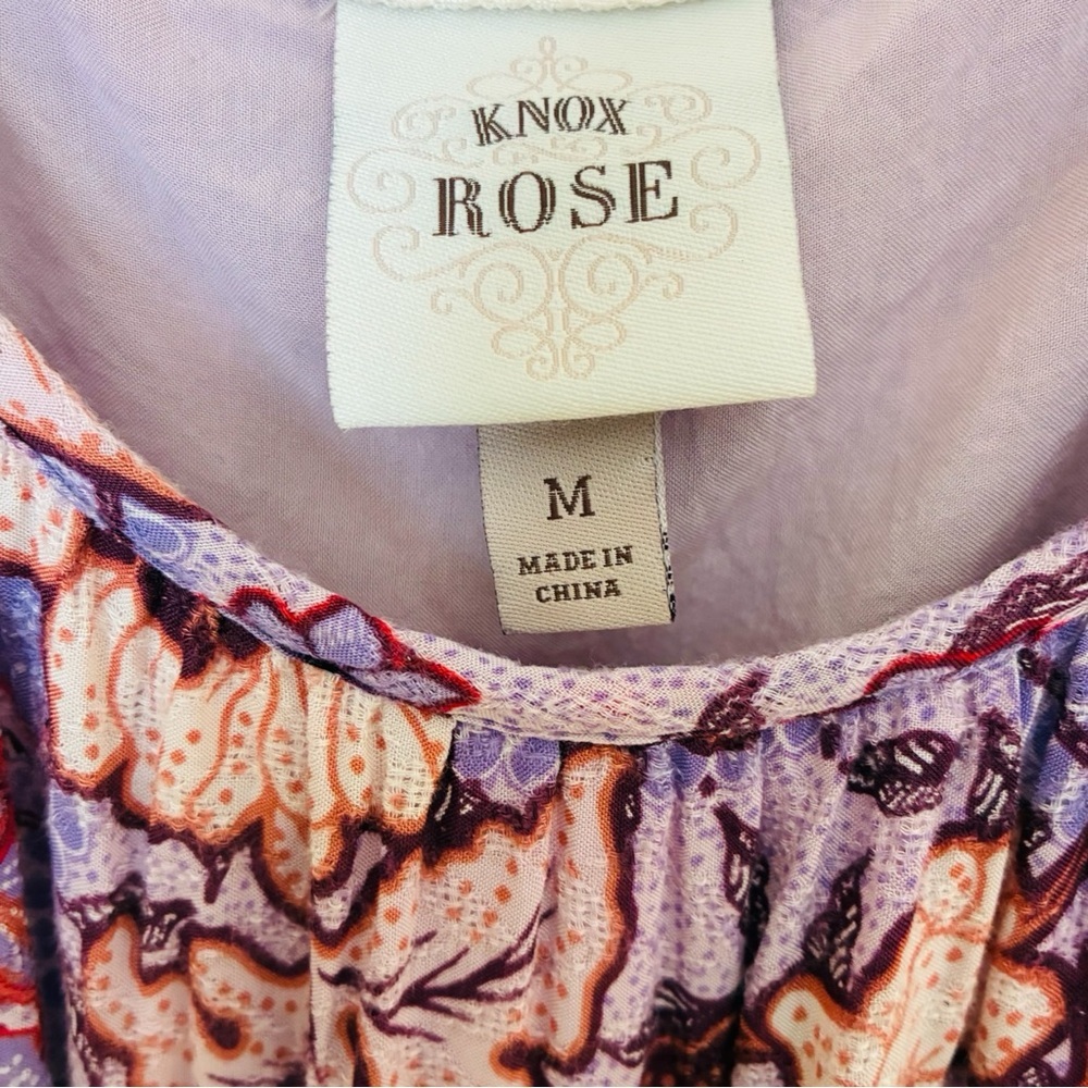 Knox Rose MEDIUM Purple Haze Floral Flutter Sleeve Tiered Maxi Dress Pockets - Picture 5 of 10